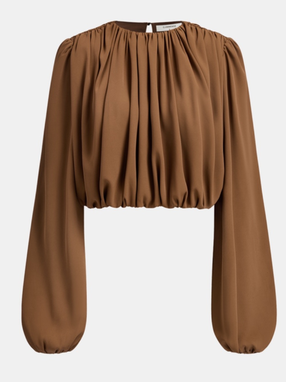 NWT Commense Ruched Long Sleeve Cropped Blouse
